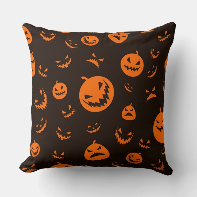 Pumpkin faces throw pillow (Front)