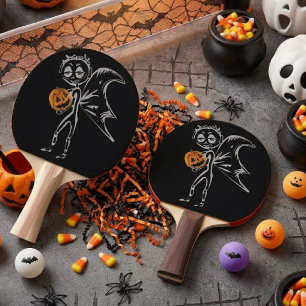 Pumpkin Fairies Have Fun On Halloween Ping Pong Paddle