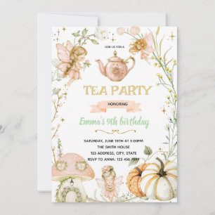 Pumpkin Fairies Tea Party Birthday Invitation