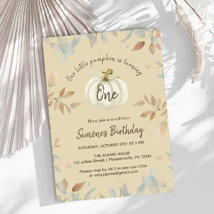Pumpkin Fall 1st Birthday Invitation