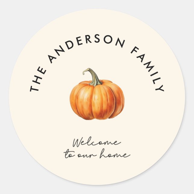 Pumpkin fall autumn welcome to our home decor classic round sticker (Front)