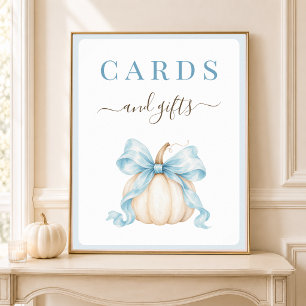 Pumpkin Fall Baby Boy Shower Cards and Gift Sign