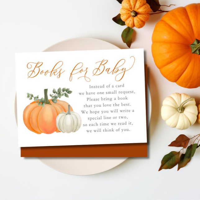 Pumpkin Fall Baby Shower Book Request Enclosure Card (Little Pumpkin Books fro Baby Enclosure Cards)