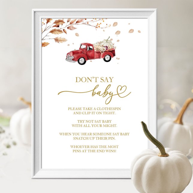 Pumpkin Fall Baby Shower Don't Say Baby Game Sign (Creator Uploaded)