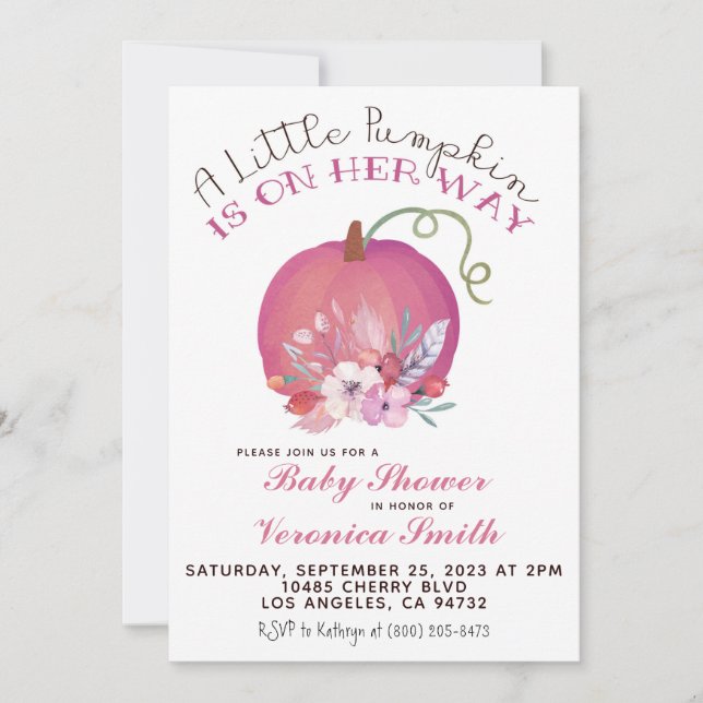 Pumpkin Fall Baby Shower Invitation (Front)