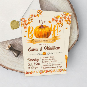 Pumpkin Fall Baby Shower Invitation Boy
