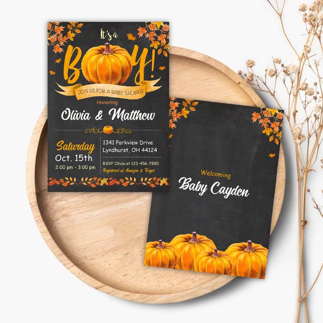 Pumpkin Fall Baby Shower Invitation It's a Boy (Creator Uploaded)