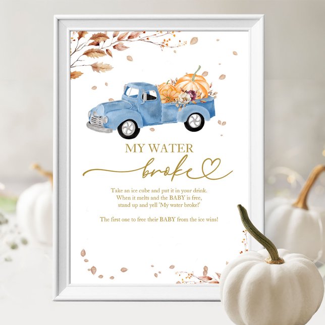 Pumpkin Fall Baby Shower My Water Broke Game Poster (Creator Uploaded)