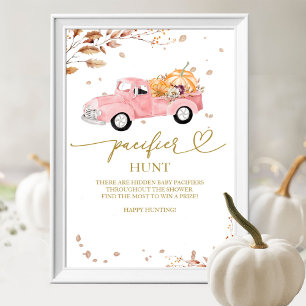 Pumpkin Fall Baby Shower Pacifier Hunt Sign