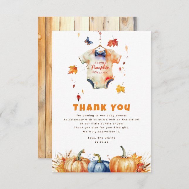 Pumpkin Fall Baby Shower Thank You (Front/Back)