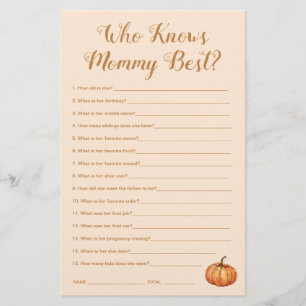 Pumpkin Fall Baby Shower Who Knows Mommy Best Game