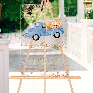 Pumpkin Fall Boy Baby Shower Acrylic Welcome Sign