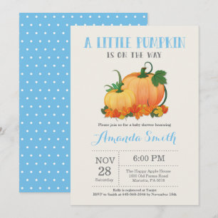 Pumpkin Fall Boy Baby Shower Invitation Card
