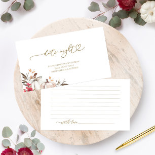 Pumpkin Fall Bridal Shower Date Night Cards