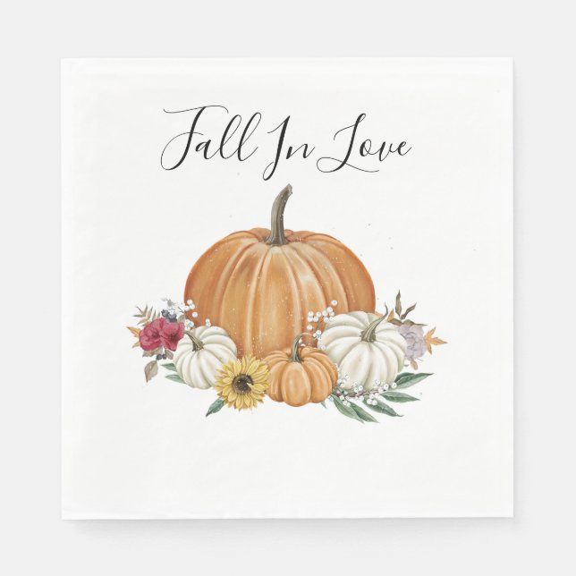 Pumpkin Fall Bridal Shower Paper Napkin (Front)
