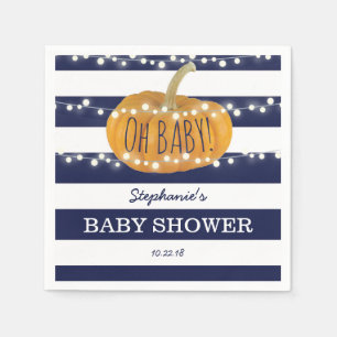 Pumpkin Fall Chic Boy Baby Shower Blue Napkin