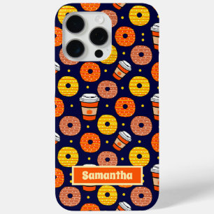 Pumpkin Fall Doughnuts & Coffee Thanksgiving Blue iPhone 15 Pro Max Case
