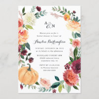 Pumpkin Fall Elegant Floral Rustic Bridal Shower