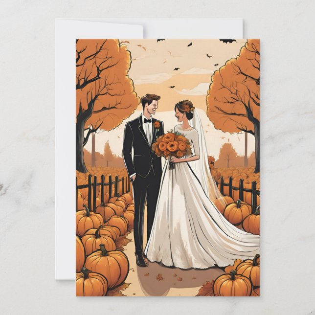 pumpkin fall engagement party invitations (Front)