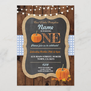 Pumpkin Fall First Birthday Party Boy Invite