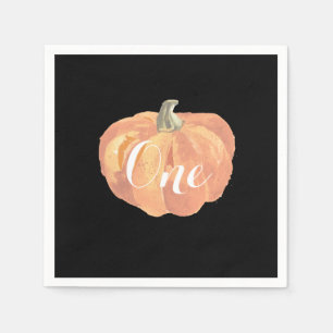 Pumpkin Fall First Birthday Party Orange and Black Napkin