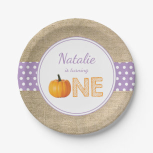 Pumpkin Fall First Birthday Party Paper Plates