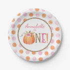 Pumpkin Fall First Birthday Party Paper Plates