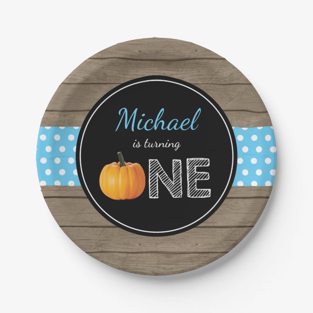 Pumpkin Fall First Birthday Party Paper Plates (Front)