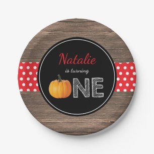 Pumpkin Fall First Birthday Party Paper Plates