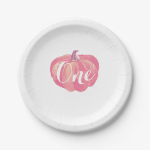 Pumpkin Fall First Birthday Party Paper Plates