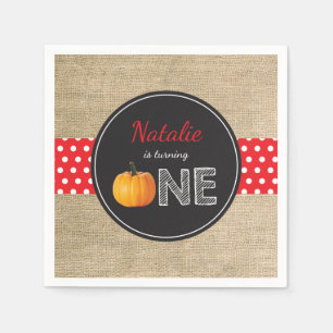 Pumpkin Fall First Birthday Party Paper Red Napkin