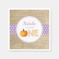 Pumpkin Fall First Birthday Party Purple Burlap