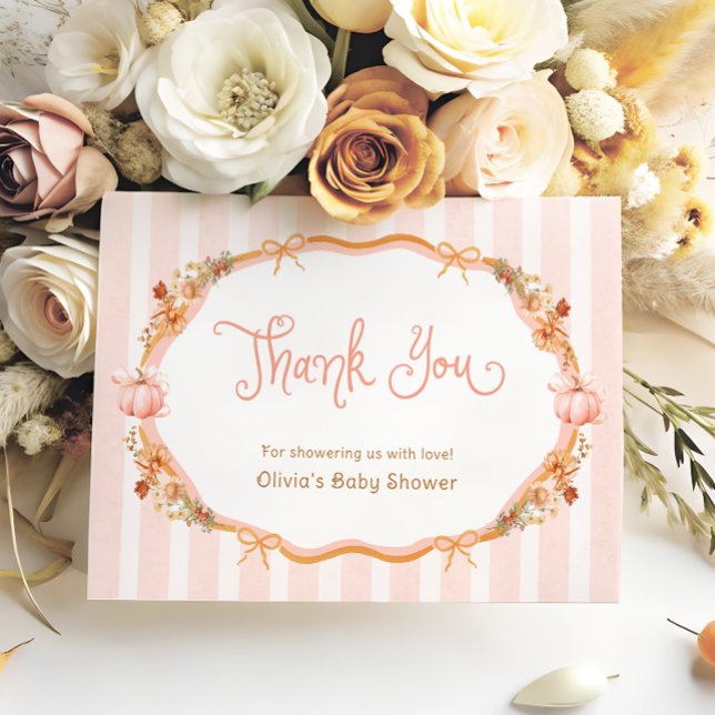 Pumpkin Fall Floral Baby Shower Thank You Card (Creator Uploaded)