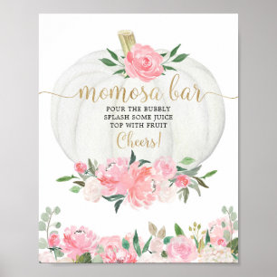 Pumpkin fall floral Momosa bar baby shower sign