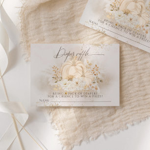 Pumpkin Fall floral & Pampas Baby Shower Diaper  Enclosure Card