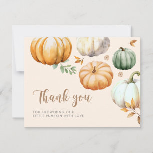 Pumpkin Fall Foliage Baby Shower Thank You Card