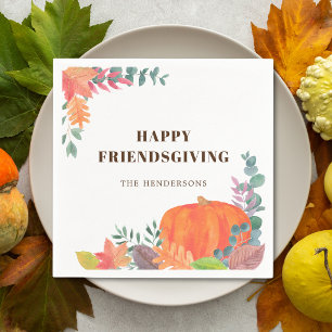 Pumpkin Fall Foliage Friendsgiving Napkin