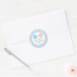 Pumpkin Fall Gender Reveal Classic Round Sticker