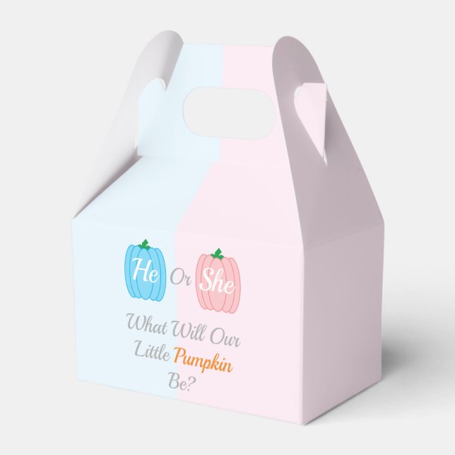 Pumpkin Fall Gender Reveal Favor Box (Front Side)