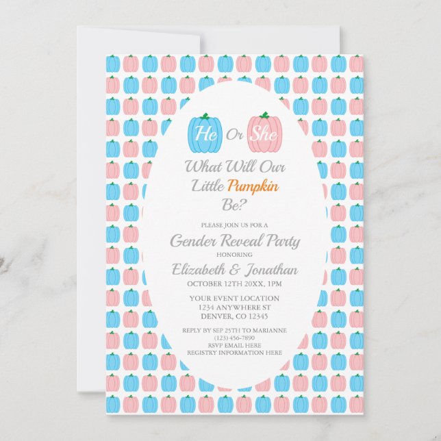 Pumpkin Fall Gender Reveal Invitation (Front)