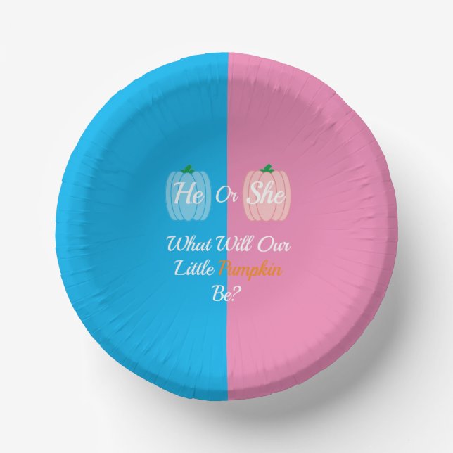 Pumpkin Fall Gender Reveal Paper Plate (Front)