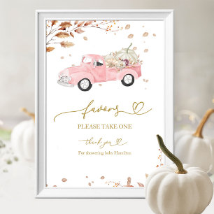 Pumpkin Fall Girl Baby Shower Favours Sign