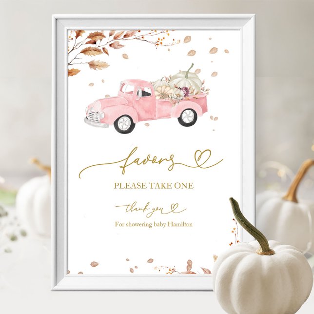 Pumpkin Fall Girl Baby Shower Favours Sign (Creator Uploaded)