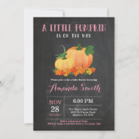 Pumpkin Fall Girl Baby Shower Invitation