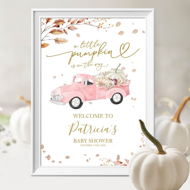 Pumpkin Fall Girl Baby Shower Welcome Sign (Creator Uploaded)