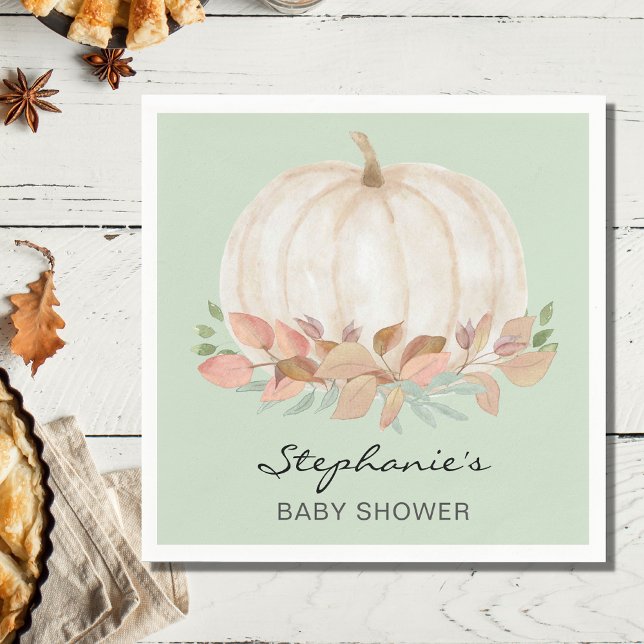 Pumpkin Fall Green Baby Shower  Napkin (Creator Uploaded)