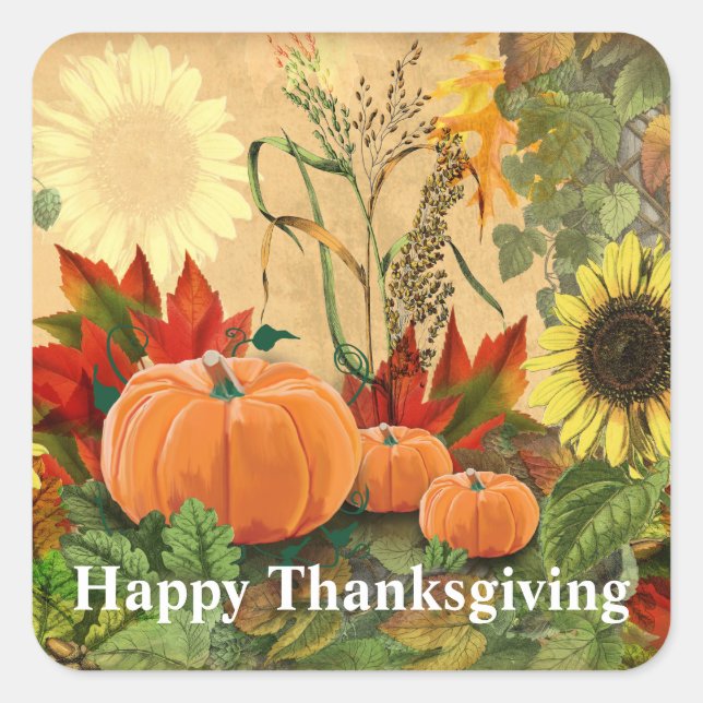 Pumpkin Fall Harvest Square Sticker (Front)