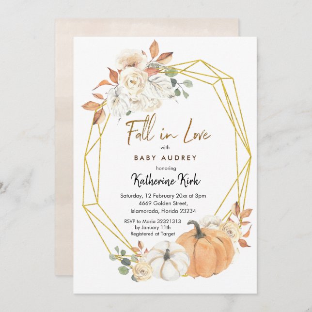 Pumpkin Fall in Love Baby Shower Invitation (Front/Back)