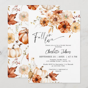 Pumpkin Fall In Love Cream Rust Bridal Shower Invitation
