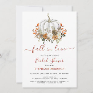 Pumpkin Fall in Love Floral Bridal Shower Invitation